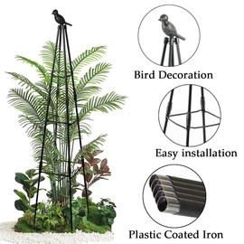 Trellis for Climbing Plants Outdoor, 2 Pack Plant Trellis Support for Climbing Vine, 63" Plant Support Tower Cages Plastic Coated Metal Pipe Supports for Outdoor Indoor, Potted Plants, Tomato cage