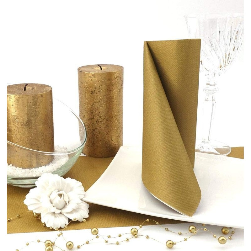 APARTina 50 Serviettes Gold Coloured 33 x 33 cm Fabric-Like