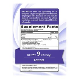 Colágeno Sin Sabor en Polvo Natures Truth Multi Tipo I, II, III, V, X 255g                                                                            