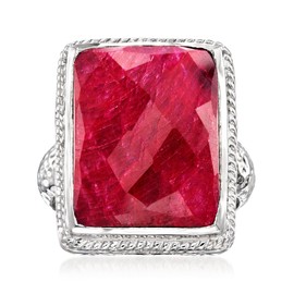 Ross-Simons 17.00 Carat Ruby Ring in Sterling Silver. Size 8