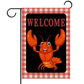 Sunwer Crawfish Garden Flag 12.5×18'' Seafood Boil Welcome Sign Crawfish Boil Party Decoration Outdoor Outside Yard Lawn for Home