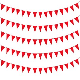 40M Bunting Banner, Red Bunting Flags Fabric Pennant Banner Triangle Flags Festival Bunting Flags Solid Colour Bunting Reusable Celebration Bunting for Birthday Wedding Outdoor Party Decoration