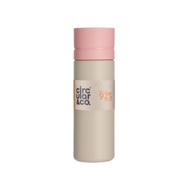Circular and Co 600ml Leakproof Reusable Water Bottle made from 92% Single-Use Bottles (Chalk Bottle & Pink Lid)