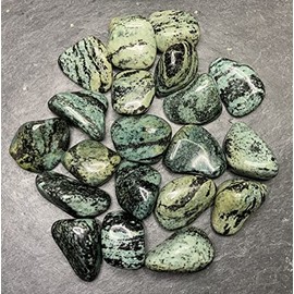 1 x Edelsteinanh√§nger Handschmeichler in Gr√∂√üe M - L als Anh√§nger mit Silber√∂se - Steinsorte - (Schlangenjaspis gr√ºn)