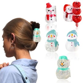 Christmas Hair Accessories for Woman and Girls Christmas Cartoon Cute Christmas Christmas Snowman Small Claw Clips Hair Claw Accessories Nonslip Hair Barrettes Decoration（5PCS）