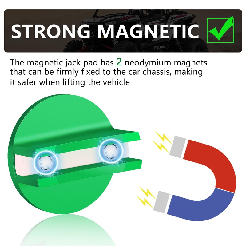 Chelhead Green Magnetic Frame Rail Floor Jack Pad Universal Aluminum