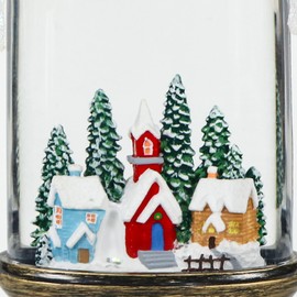 GenSwin Christmas Snow Globes with Music Timer and USB Rechargable Cable, Christmas Lantern Decorations Indoor, 1 Pcs Christmas Music Box with House and Christmas Tree Design for Decor KBXLZD-2