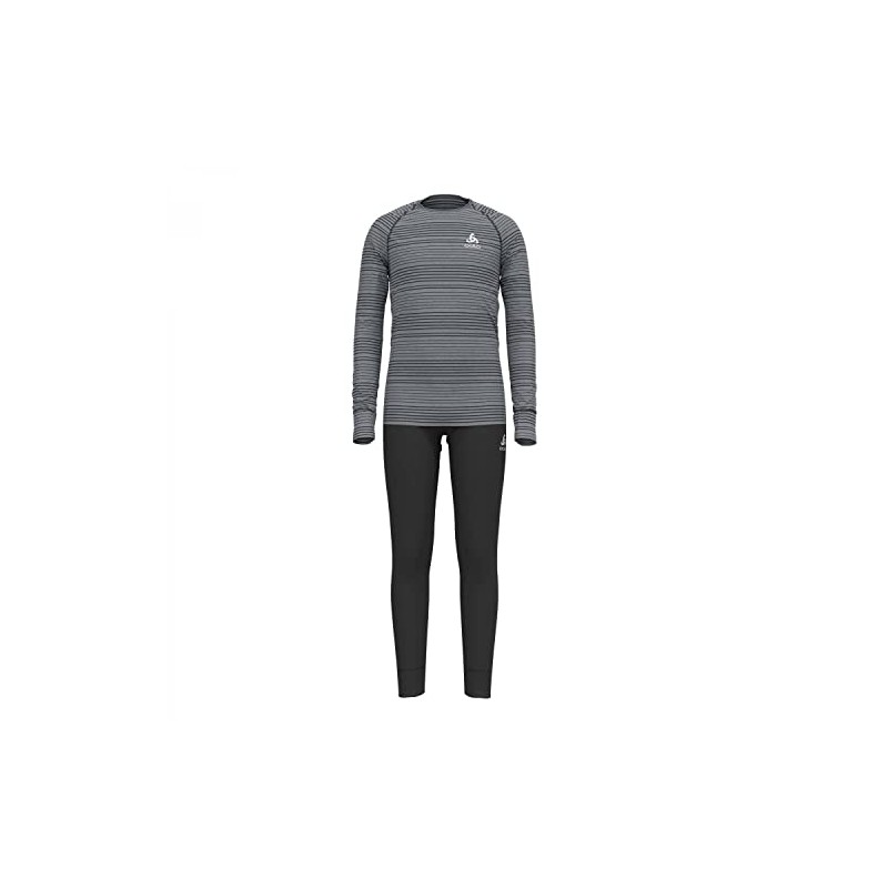 Odlo Unisex Children's Active Warm Eco Baselayer Set, Black-Grey Melange,