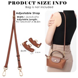 Leather Purse Straps, Replacement Crossbody Shoulder Strap for Mini Le PLIAGE, Punch-Free Leather Strap for Small Bag Handbag Clutch Accessories Set (Brown-Gold)