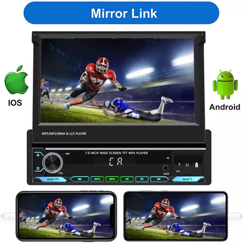 YuanTing 7" Single 1DIN Car Radio Stereo Carplay Touch Screen