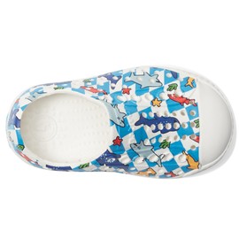 Native Shoes Kids Jefferson Print (Toddler) - Shoes for Kids - Flexible EVA Upper - Round Closed ToeShell White/Shell White/Shark Grid 4 Toddler M