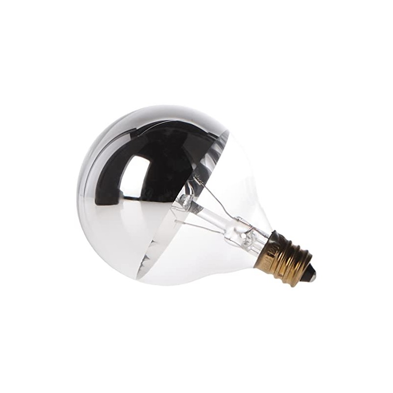 Satco S3244 120V Candelabra Base 25-Watt G16.5 Light Bulb, Silver