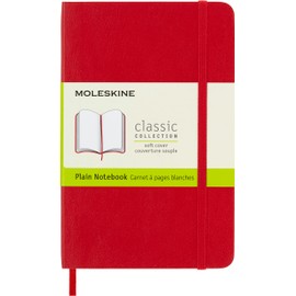 Moleskine Classic Plain Paper Notebook, Soft Cover and Elastic Closure Journal, Scarlet Red, Pocket Size, 9 x 14 cm, A6, 192 Pages