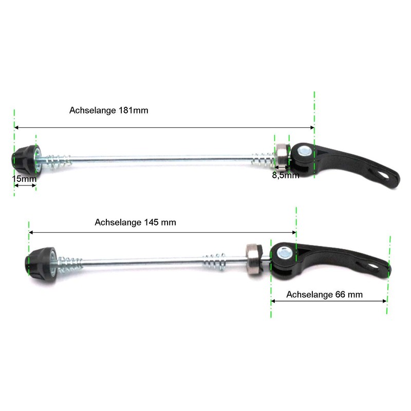 Multi colour bicycle quick release skewer set, front and rear,