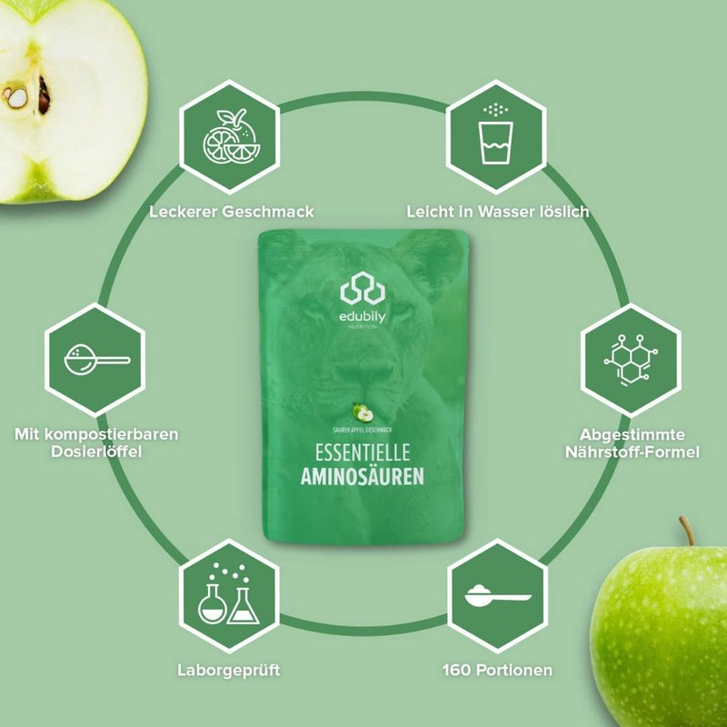 edubily nutrition® Vegan EAA Powder, High-Quality EAA Complex of 10
