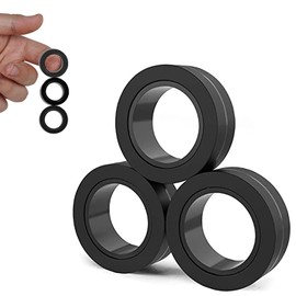 Aionly Magnetic Rings, Finger Spinner Fidget Toys, Stress Relief Toys for Anxiety, Magnetic Fidget Toys For Ages 4-10, Christmas Stocking Filler Gift For Boys Girls 4 5 6 7 8 Years Old (Black)