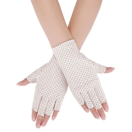 Maxdot Sun Gloves for Women UV Protection Fingerless Non Slip Sunscreen Driving Gloves for Summer Outdoor(1 Pair,Beige)
