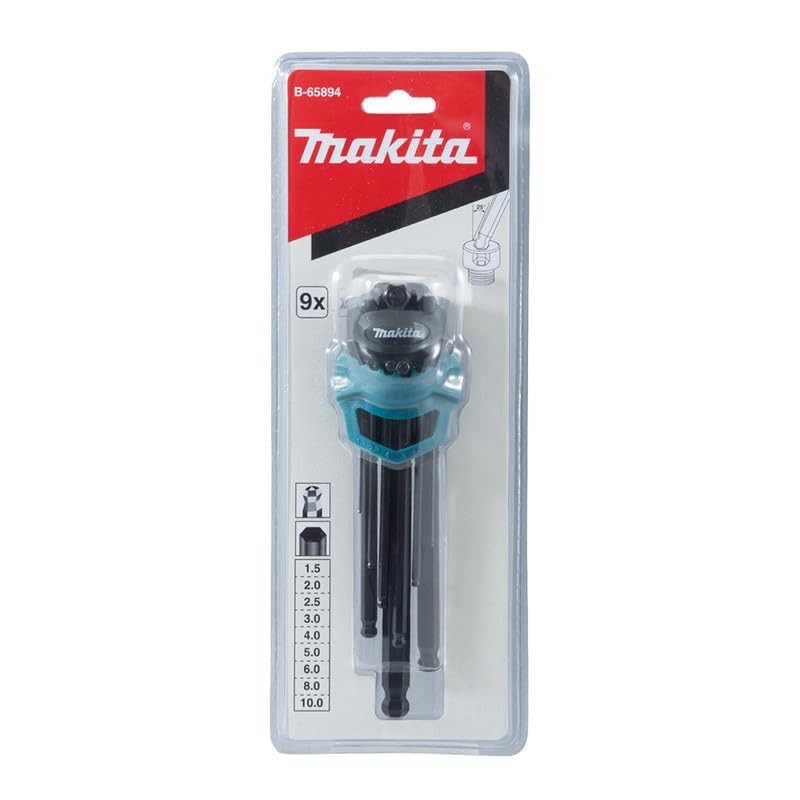 Makita B-65894 9 Piece Hex Key Wrench Set Black
