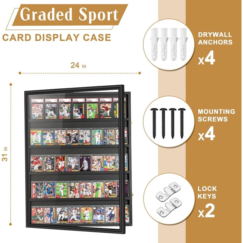 GYaozii 2 Pack 40 Large Baseball Card Display Case Graded