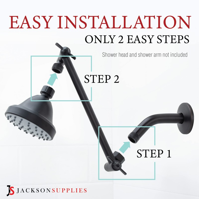 Shower Head Extension Arm by JS Jackson Supplies, Adjustable 10