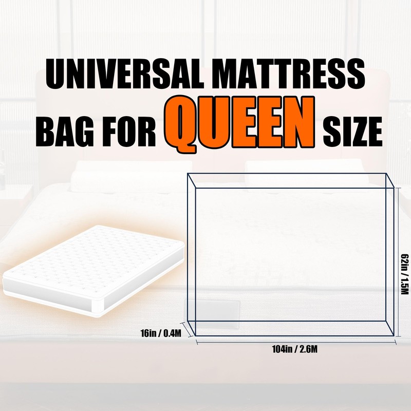 Queen Plastic Mattress Bag for Moving and Storage Protector Cover