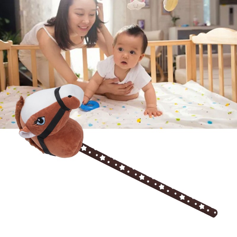 70cm Height Plush Horse Stick Toy Cute Expression 2 Sound