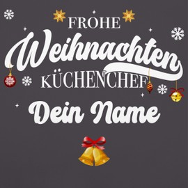 Geschenk mit Namen personalisiert by Shirtracer - Apron - Christmas Apron Adult - Merry Christmas Chef Name I Gift Chefs I Hobby Chef, 2 anthracite