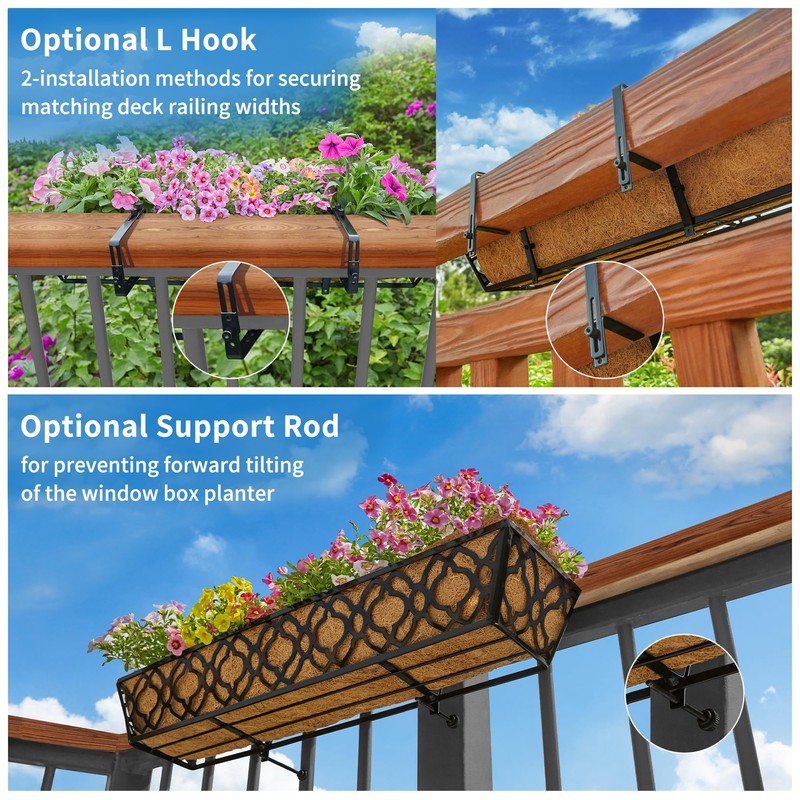 Y&M 4pcs 30" Horse Trough Window Boxes with Coconut Coir