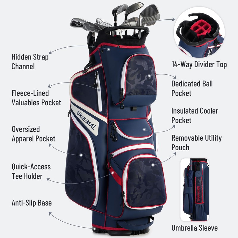 uniHimal 14-Way Golf Cart Bag with Full Length Padded Divider