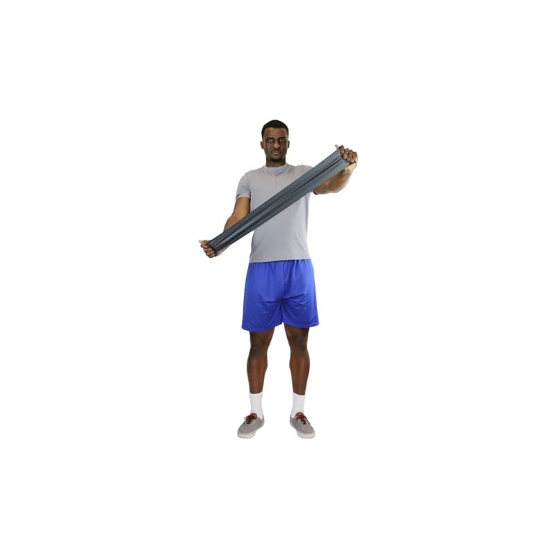 CanDo Singles Low Powder Exercise Band, 4-foot singles, Black: X-Heavy