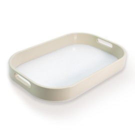 Bandejas para servir con asas que funcionan para comer, desayuno, organizador de cajones de maquillaje, mesa de cambiador de baño, bandeja otomana, color blanco.