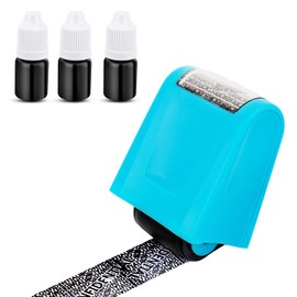 Identity Theft Protection Roller Stamp Set, Advanced Security Stamp with 3-Pack Refills Confidential Stamp, Address Blocker Stamp Data Defender for Identity Guard, ID Privacy Safety (Blue