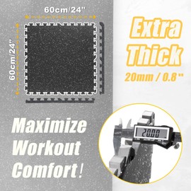 CyclingDeal Quality Puzzle Exercise Tiles Mat - 6pk 24" x 24" Interlocking Rubber 20mm Thick EVA Foam Protective Flooring Mat for Home Gym Workout Equipment Garage Playground