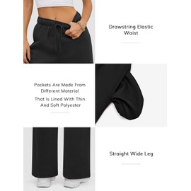 ATHMILE Women’s 2025 Fall Fleece Lined Plus Size Sweatpants Baggy Open Bottom Lounge Heated Pants Athletic Joggers Black