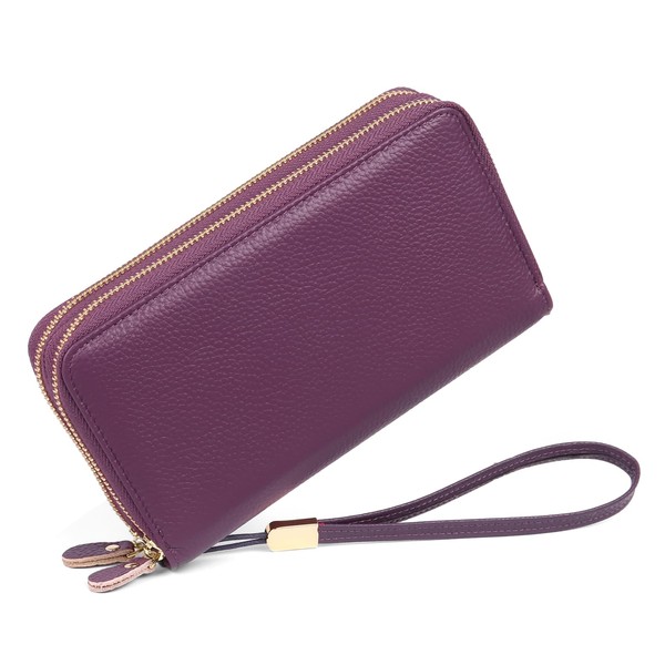 SENDEFN Women's Large Leather Wallet in Long Format, Wallet with