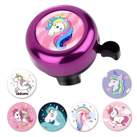 2 x Bicycle Bell Girls Unicorn, Purple Bell for Children's Bicycle, Robust Bicycle Bell Children Girls, Bicycle Bell Unicorn for Birthdays and Christmas
