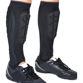 norespnea Soccer Shin Guards, Soccer Protective Gear with Calf and Ankle Pads, Shin Guard Pads for Youth and Adult- Black(S)