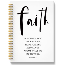 QICLM Christian Notebook Journal, Hebrews 11:1 Faith Bible Journaling Notebooks for Note Taking, Inspirational Christian Gifts for Women Men, Hardcover Spiral Notebook 5.5x8.3