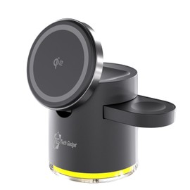 Apples Approved 3 in 1 Qi2 Certified Fast Charging Station, Qi2 15W Wireless Charger with Mushroom Lamp Compatible with iPhone12-16 Series, iWatches and Airpods