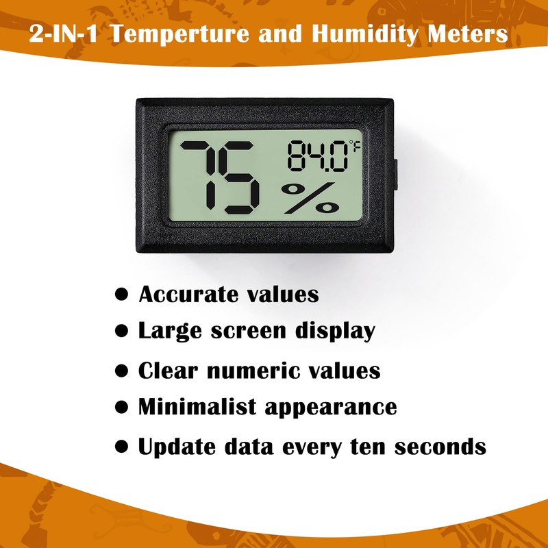 Palksky Bearded Dragon Tank Accessories, 2PCS Reptile Terrarium Thermometer and