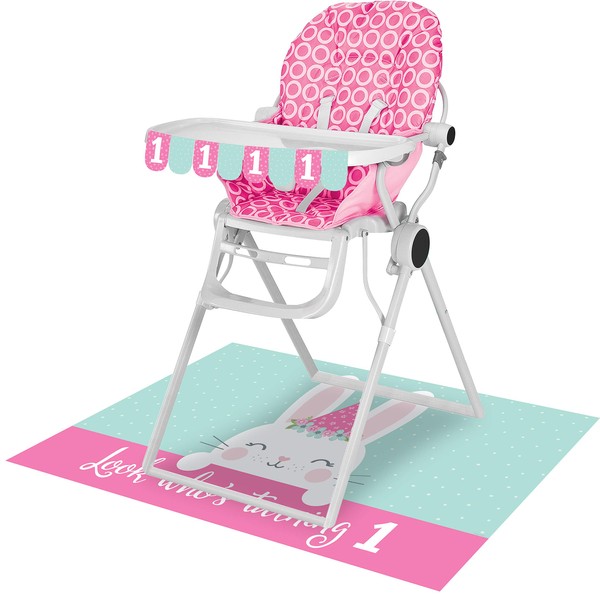 Creative Converting Bunny Party High Chair Kits, Multiple, Pink