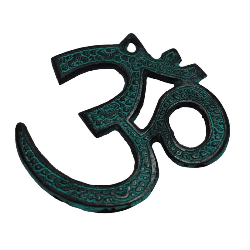 Terrapin Trading Om AUM Brass Blue 5" AUHM Plaque Symbol