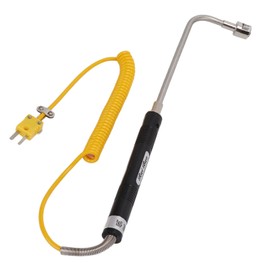 Type K Thermocouple Surface Thermocouple Probe Steel Temperature Sensor with Insulated Handle for Temperature Testing (Thermocouple with Curved Shaft Surface)