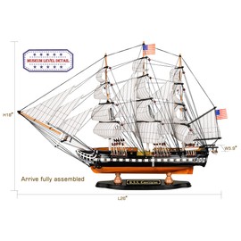 SAILINGSTORY Wooden Model Ship USS Constitution 1/140 Scale Replica Ship Model Sailboat Decor
