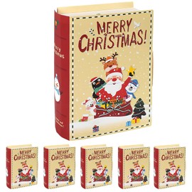 Ouzrpuo Set of 5 Christmas Gift Boxes, Xmas Surprise Gift Boxes for Wrapping Gifts, Party Favors Holiday Gift Bags 7.1 x 5.2 x 1.9 inch