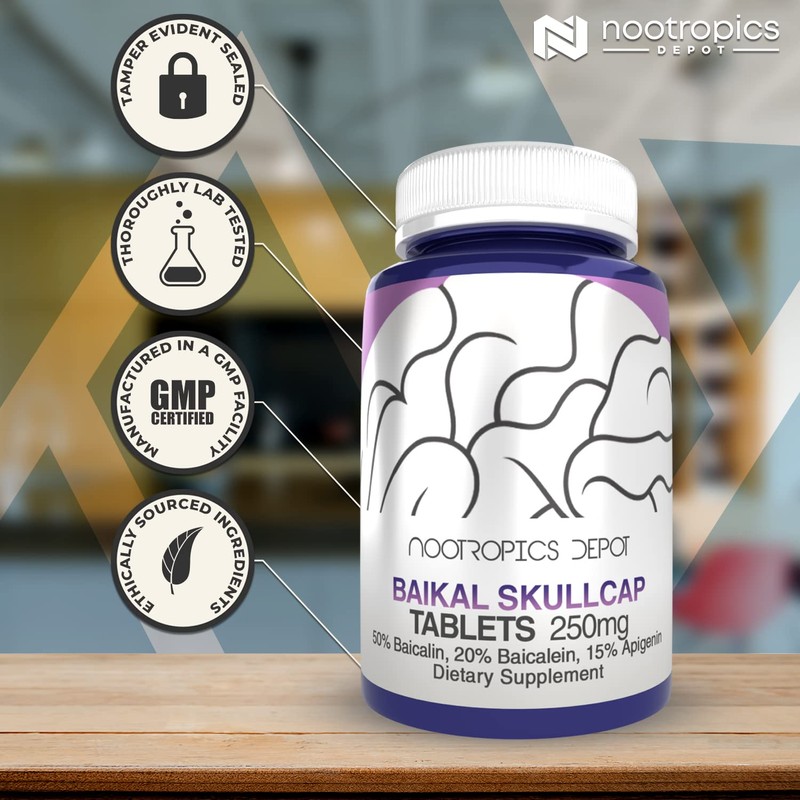 Nootropics Depot Baikal Skullcap Extract Tablets | 250mg | 60