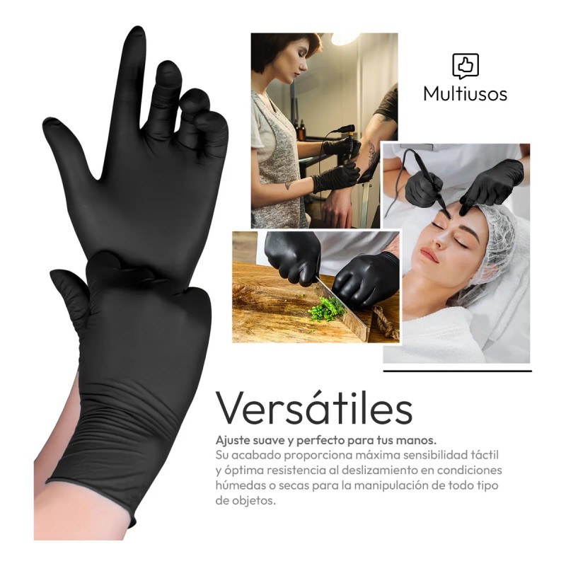 Guantes De Nitrilo Libre De Latex Sin Polvo Azul Negro