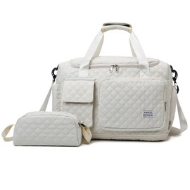 Weekender Travel Bag for Women with Shoe Compartment, Waterproof Extendable Travel Duffle Bag, Overnight Gym Tote Bag, Carry On Bag with Toiletry Bag