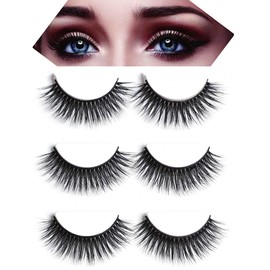 Moyishi 3D Handmade Soft False Lashes Mink Reusable False Eyelashes Extension for Makeup 3 Pairs (3D46)