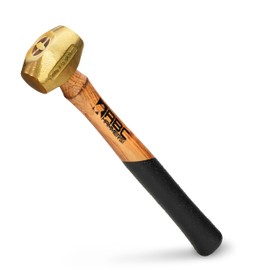 ABC HAMMERS Brass Hammer - 2 lb. Non-Sparking Hammer with 12.5" Wood Handle & Double Faced Head - ABC2BW